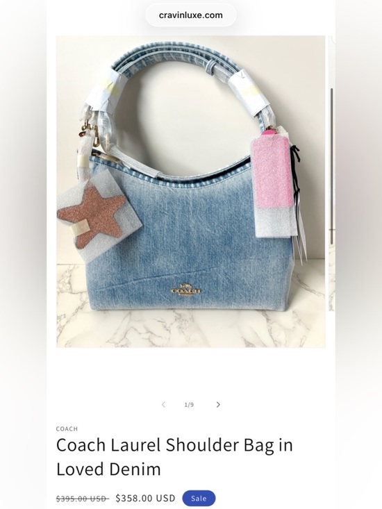 ❌SOLD❌ New Coach Laurel Shoulder Bag in Loved Denim with Charms 2026 - Picture 13 of 13